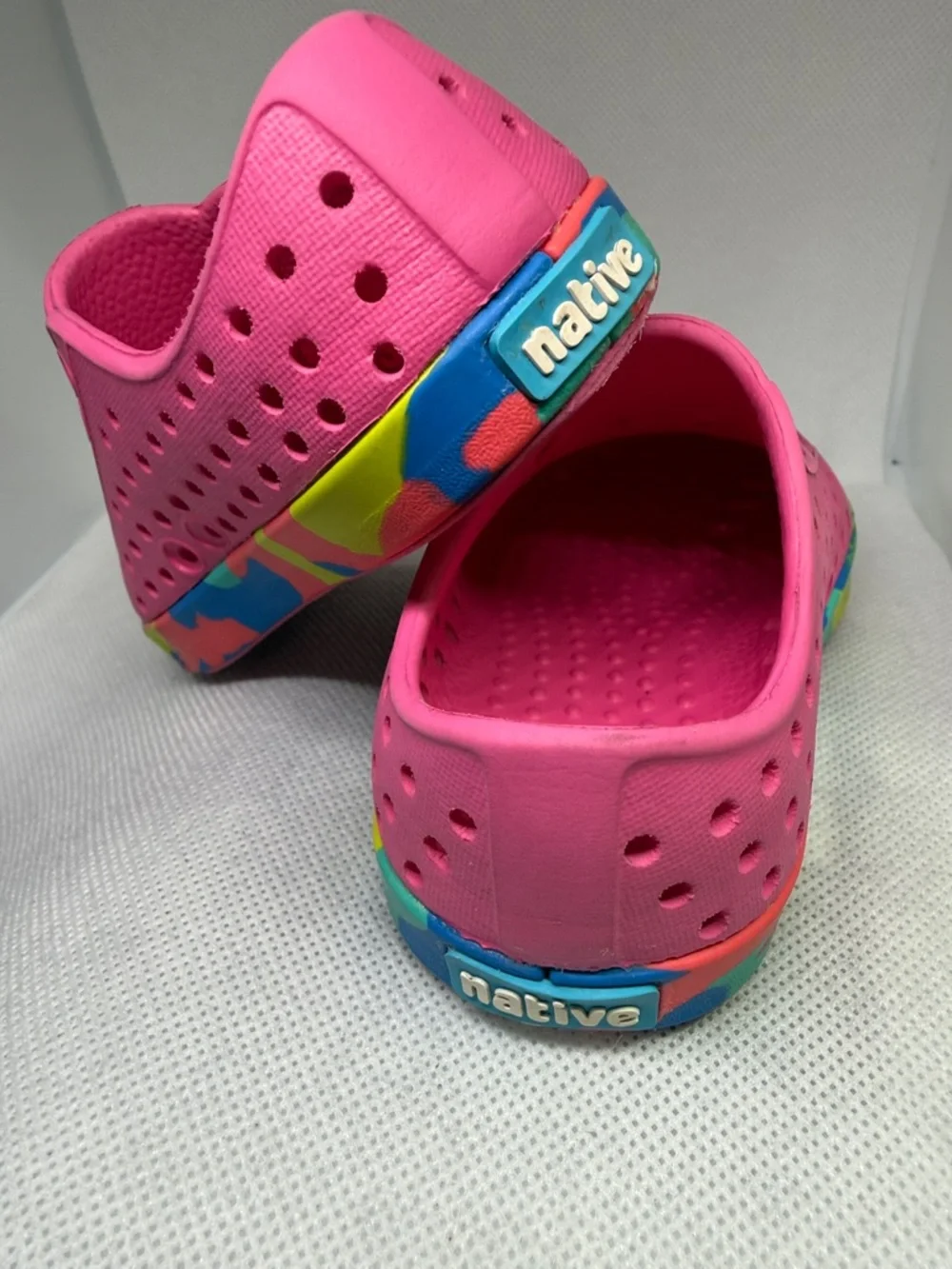 Native Slip-On Water Shoes Hot Pink Multicolor Toe and Trim Toddler Size C 4